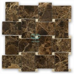 Dark Emperador Marble Basketweave Mosaic
