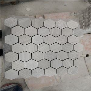 Wooden hvit Serpeggiante marmor mosaikkflis