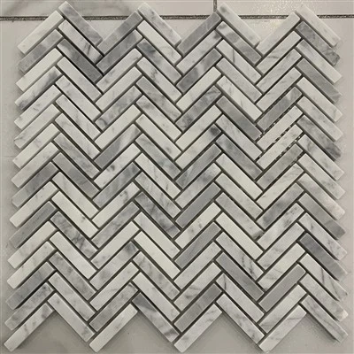 Carrara hvit sikksakk mosaikkfliser
